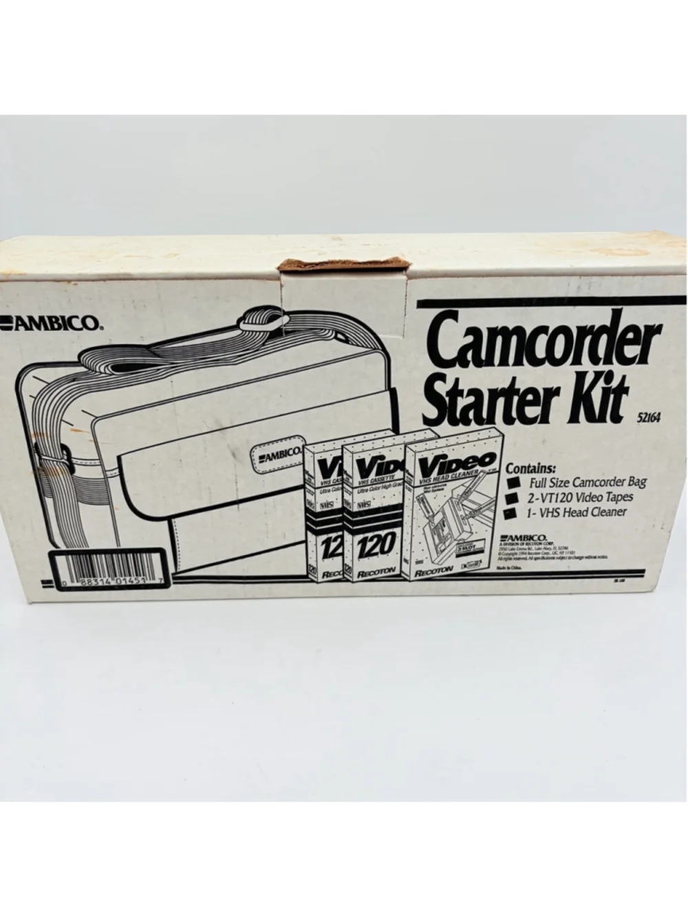 NEW AMBICO 52164 Camcorder Starter Kit V-0451 Bag 2 VT120 VHS Tapes V144 SEALED